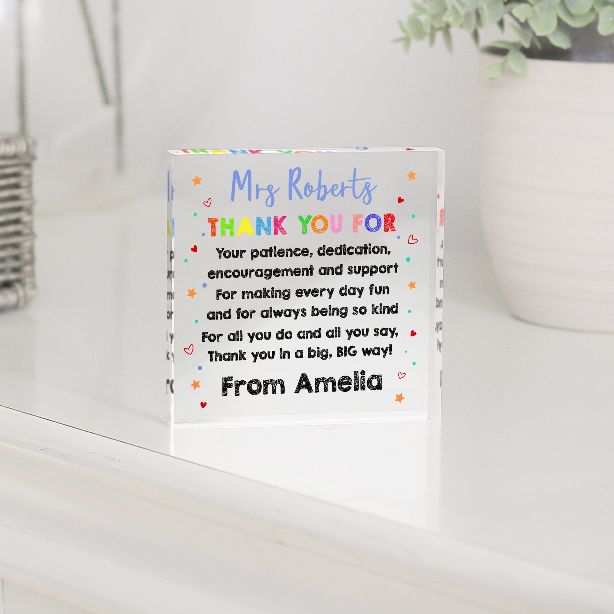 Teacher Acrylic Plaque Personalized Teacher Appreciation Gift End Of Year Thank You Teacher Retirement Gift Classroom Decor Best Teacher