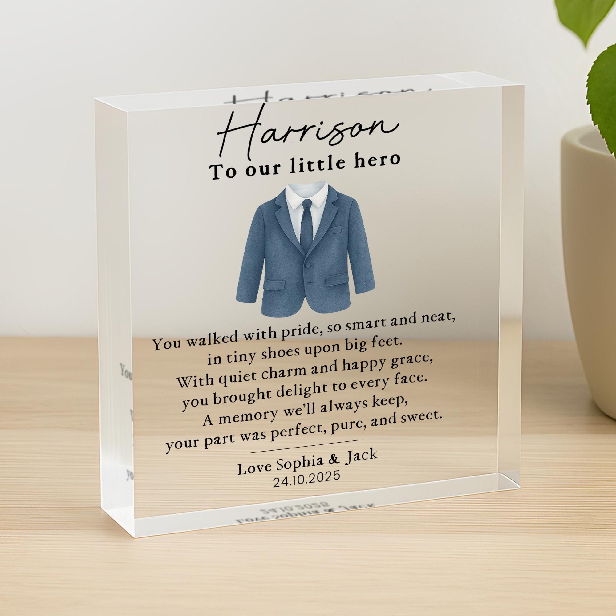 Personalised Page Boy Ring Bearer Thank You Keepsake Gift Plaque