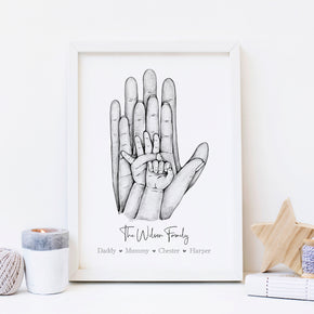 Personalised Family Print, Family Of 4 Print, Family Hands Print, Names Print, Mother's Day Print, Family Print, New Born Gift