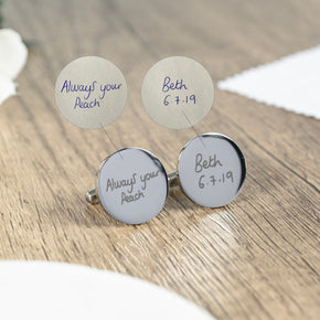 Personalised Engraved Custom Handwriting Cufflinks, Wedding Gift for Husband, Custom Cufflinks, Own Writing Cufflinks, Bride to Groom Gift