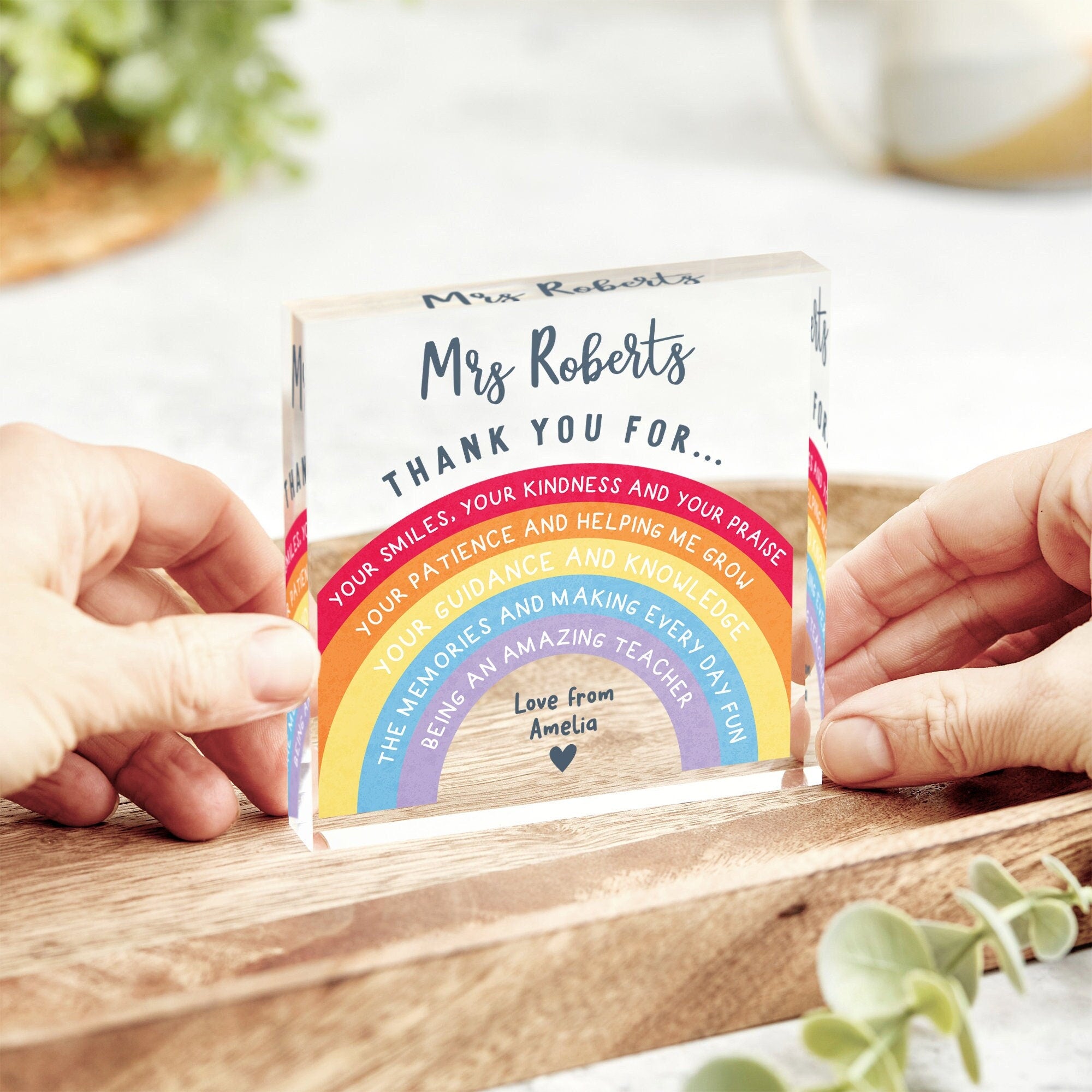 Personalised Teacher Notebook: Rainbow Design, End Of Year Gift