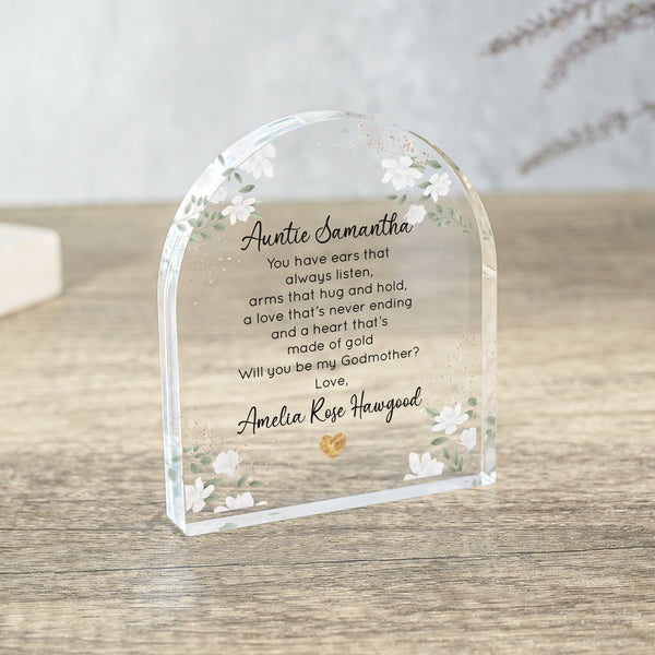 Personalized Godparent Gift From Godchild Acrylic Plaque Keepsake, Custom Godmother & Godfather Proposal, Christmas Gift, Baptism Gift Ideas - UK