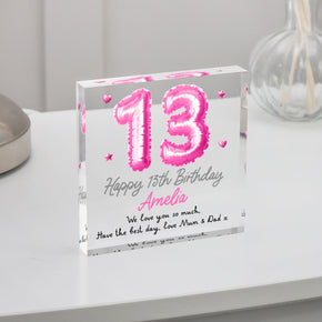 Personalised Happy 13th Birthday Gift Plaque, Birthday Gift For Her, Teenager Gift, 13th Birthday Gifts, Pink 13th Gift, Gifts for Her
