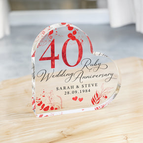 Personalised 40th Anniversary Gift, Ruby Anniversary Gift, Parents Anniversary Plaque, 40th Gifts, Wedding Anniversary Gifts