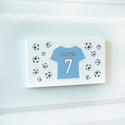 Personalised Football Shirt Door Sign, Kids Door Sign, Nursery Door Plaque, Kids Sign, Football Signs, Football Door Sign, Kids Baby Bedroom