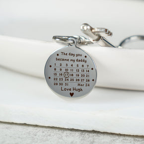 Personalised Day You Became My Daddy Keyring, Father's Day Keyring, Daddy Gifts, Calendar Keyring, Gifts for Daddy, Dad, Grandad Gifts