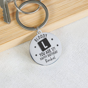 Personalised 17th Birthday Keyring, 17th Birthday Gift, Funny Birthday Gift, Driving Lessons Gift, Funny 17th Gifts, Driving Test Gifts