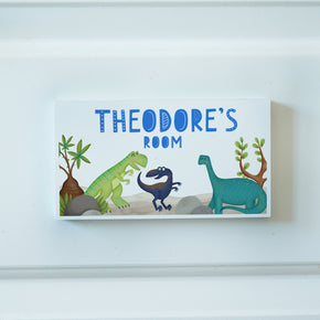 Personalised Kids Door Sign, Baby Door Sign, Dinosaur Animals Sign, Baby Nursery Door Plaque, Kids Sign, Dinosaurs Door Sign