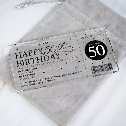 Personalised Birthday Holiday Reveal Ticket, 30th Surpise Gift, 18th, 21st, 30th, 40th, 50th, Surprise Reveal Plaque, Birthday Gift Reveal