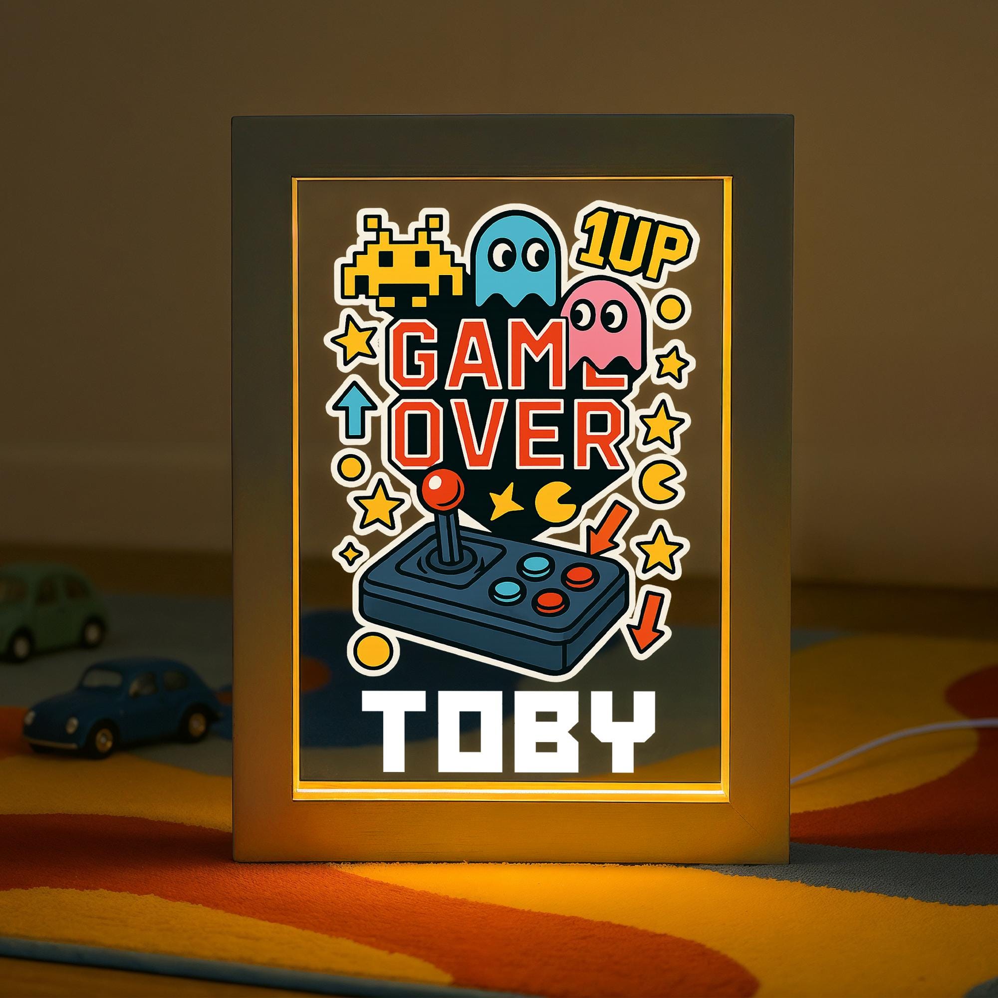 Personalised LED Gaming Light Frame - Game Over Pacman Theme – From Willow
