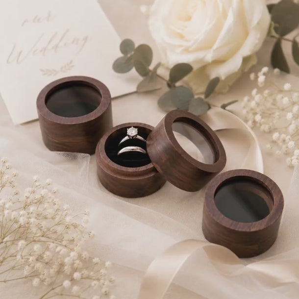 Personalised Walnut Wedding Ring Box, Initials Names Ring Bearer Box, Engagement Box, Proposal Ring Holder Keepsake