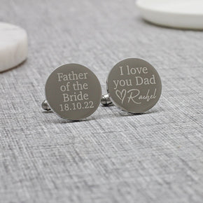 Personalised Engraved Father of the Bride Wedding Cufflinks - From Willow