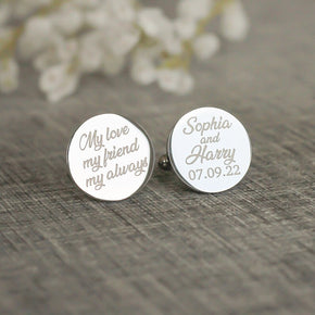 Personalised Engraved Bride to Groom Wedding Cufflinks - From Willow