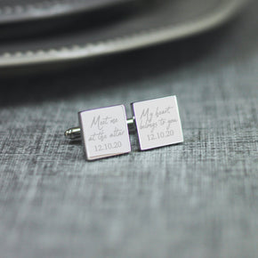 Personalised Engraved Groom Cufflinks - From Willow | Personalised Gifts