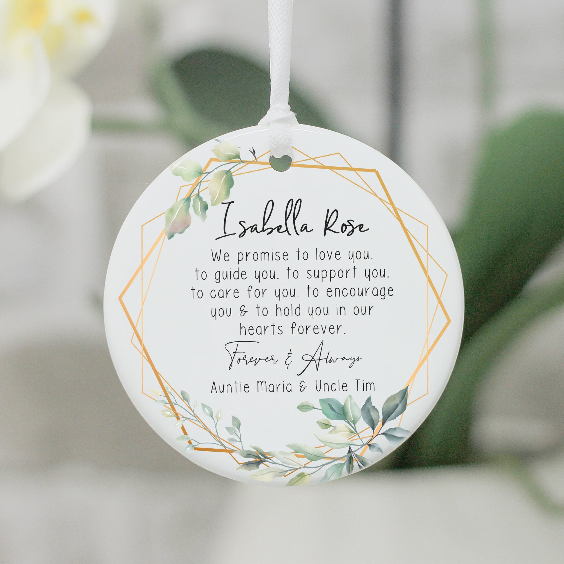 Personalised Godparents Floral Keepsake Gift, Godfather Godmother Ornament Decoration - From Willow | Personalised Gifts