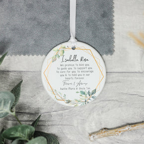 Personalised Godparents Floral Keepsake Gift, Godfather Godmother Ornament Decoration - From Willow | Personalised Gifts