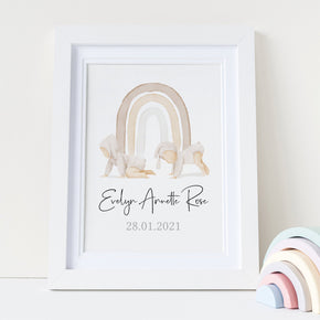 Personalised New Baby Print, New Baby Gift, Rainbow Print, Gift For New Parent, Abstract Design Baby Name Print, New Parents Gift, Baby Gift