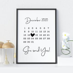 Personalised Special Date Print, Calendar Print, Family Print Gift, Engagement Gift, Congratulations Gift, Anniversary Gift Print