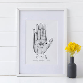 Personalised Family Of 3 Print, Family Print, Family Hands Print, New Parents Gift, New Family, Family Print, New Born Gift