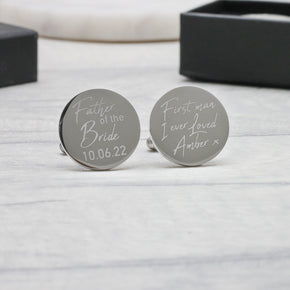 Personalised Engraved  Father of the Bride Cufflinks First Man I Ever Loved Wedding Cufflinks Custom Date and Name