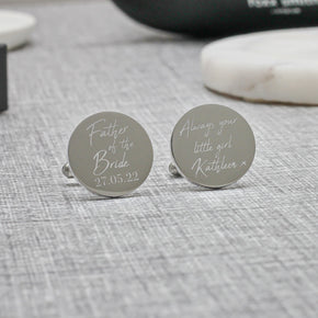 Personalised Engraved Father of the Bride Cufflinks, Wedding Cufflinks, Personalized Cufflinks, Always Your Little Girl Cufflinks
