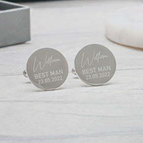 Personalised Engraved Wedding Role Cufflinks, Best Man Father of the Bride, Party Role Cufflinks, Custom Name Cufflinks