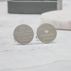 Personalised Engraved Father of the Bride Cufflinks, Dad Of All The Walks Cufflinks, Dad Cufflinks, Engraved Wedding Cufflinks