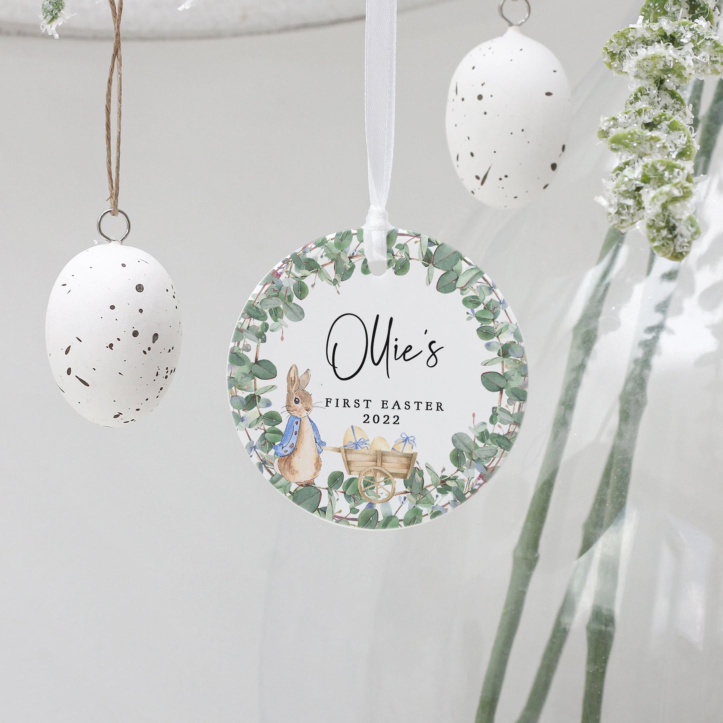 Personalised 1st Easter Decoration, Easter Rabbit Gift, Easter Decoration Keepsake, Baby Boy's First Easter, First Easter Gift, 1st Easter