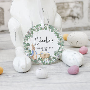 Personalised 1st Easter Decoration, Easter Rabbit Gift, Easter Decoration Keepsake, Baby Boy's First Easter, First Easter Gift, 1st Easter