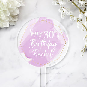Personalised Happy Birthday Cake Topper, Birthday Acrylic Cake Topper, Cake Decorations, Clear Acrylic Cake Topper, Round Cake Topper