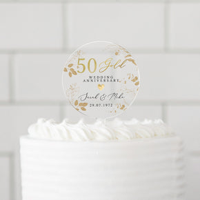 Personalised Anniversary Cake Topper, Golden Anniversary Cake Topper, 50th Anniversary Cake Topper, 50th Anniversary Gift, 50h Anniversary