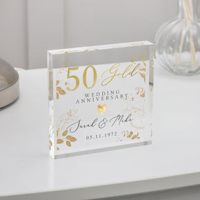 Personalised Golden 50th Anniversary Gift, Golden Anniversary Gift, Gifts For Husband, Anniversary Keepsake Gift, 50th Anniversary Plaque