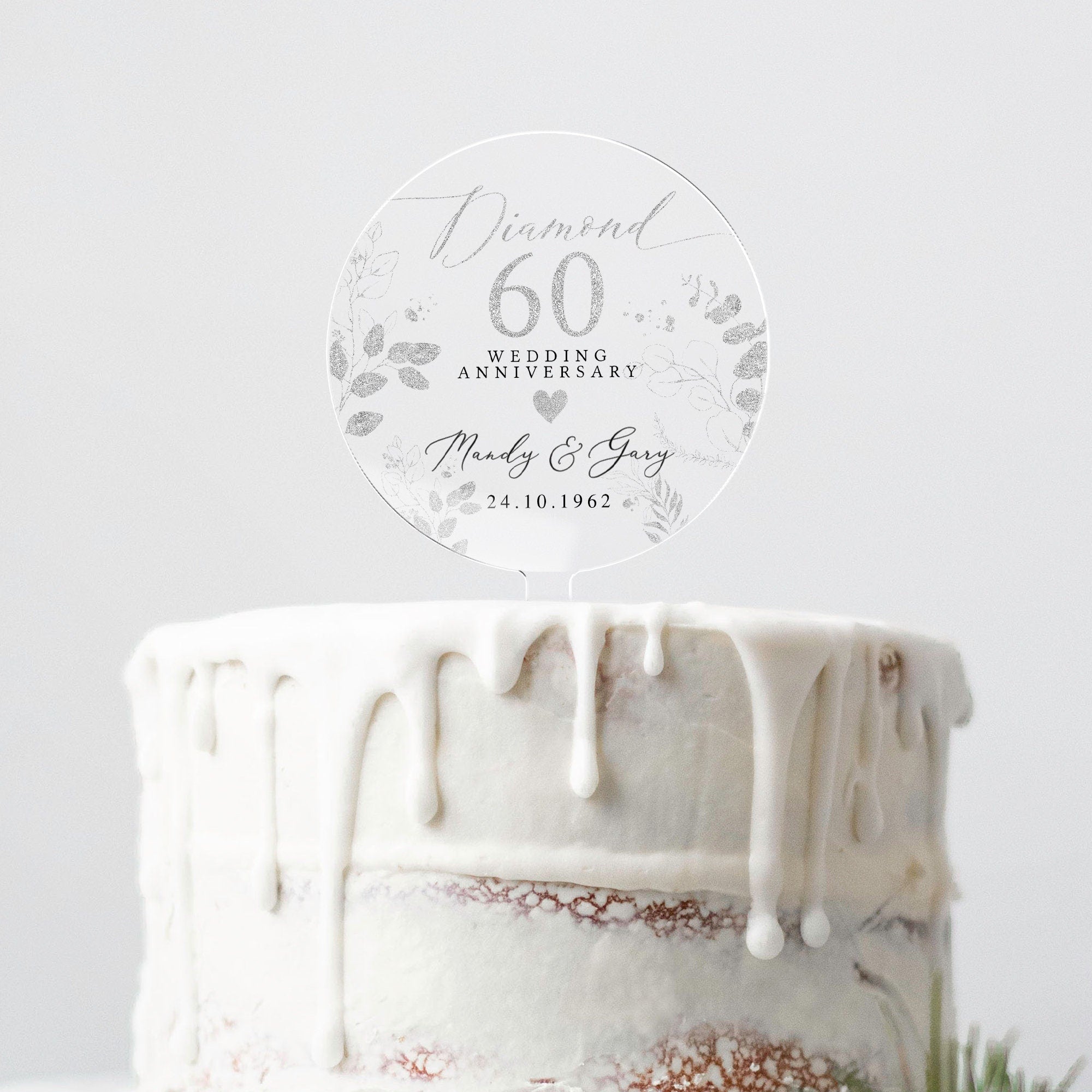 60th Wedding Anniversary Cake With A Sugar Flower Spray | Susie's Cakes