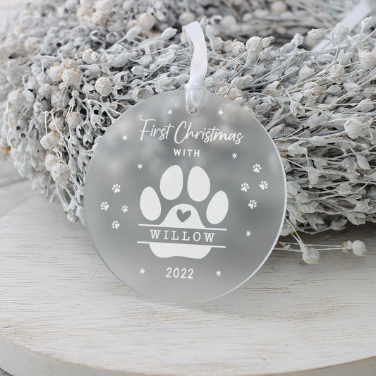 Personalised Puppy's 1st Christmas Decoration, First Christmas Puppy Gift, Dogs First Christmas Gift Ornament, New Puppy Gifts, Dog 1st Xmas