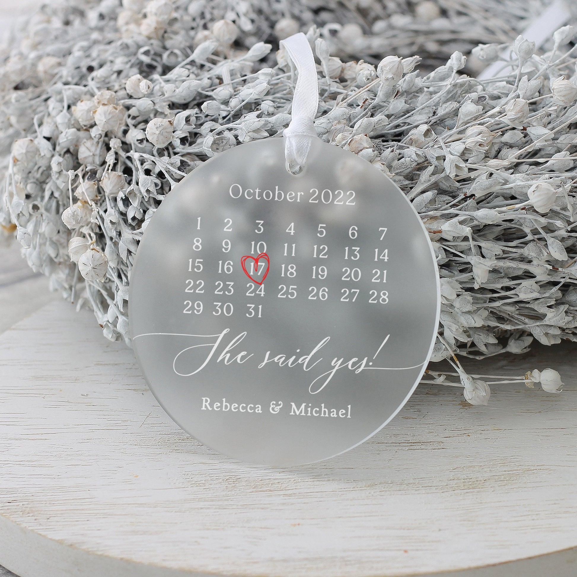 Personalised Engagement Gift, Engaged Gift, Engagement Keepsake Gift, Special Date Calendar Gift, Frosted Acrylic, Special Date Keepsake