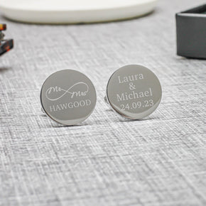 Personalised Engraved Groom Cufflinks, Mr & Mrs Cufflinks, Infinity Cufflinks, Personalised Cufflinks, Engraved Cufflinks