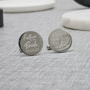 Personalised Engraved Father of the Bride Cufflinks I Loved You First Personalised Wedding Cufflinks Any Date & Name