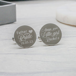 Personalized Engraved  Father of the Bride Wedding Cufflinks Always your Little Girl Custom Cufflinks Personalised Cufflinks