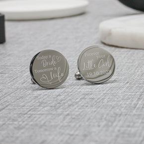Personalised Engraved Father of the Bride Cufflinks, Today a Bride Tomorrow a Wife, Wedding Cufflinks, Bride Gift, Engraved Cufflinks