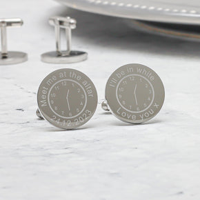 Personalised  Meet Me At The Altar Bride to Groom Men's Wedding Special Occasion Husband Mr And Mrs Any Time And Date Cufflinks