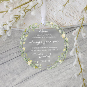 Personalised Mother of the Groom Gift, Frosted Acrylic, Groom to Mother, Gifts from Groom, Mum of Groom Gifts, Father of Groom Gifts