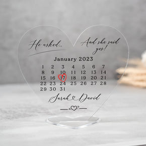 Personalised Engagement Gift, Special Date Heart Plaque, She Said Yes Engaged Gifts, Engagement Keepsake Plaque, Gift for Couples