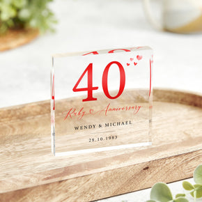 Personalised Ruby 40th Anniversary Gift, Ruby Anniversary Gift, Gifts For Husband Wife, Anniversary Keepsake Gift, 40th Anniversary Plaque