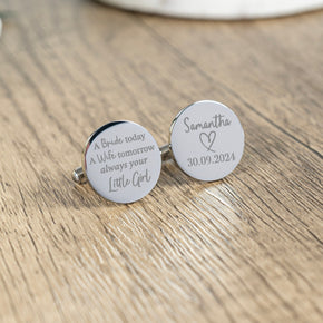 Personalised Engraved Father of the Bride Cufflinks, Always Your Little Girl Cufflinks, Wedding Cufflinks, Personalised Cufflinks