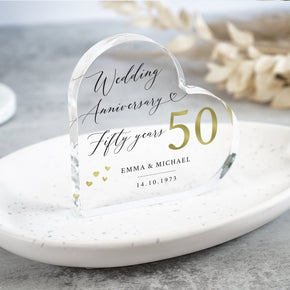 Personalised Anniversary 10th 25th 30th 40th 50th 60th Heart Plaque