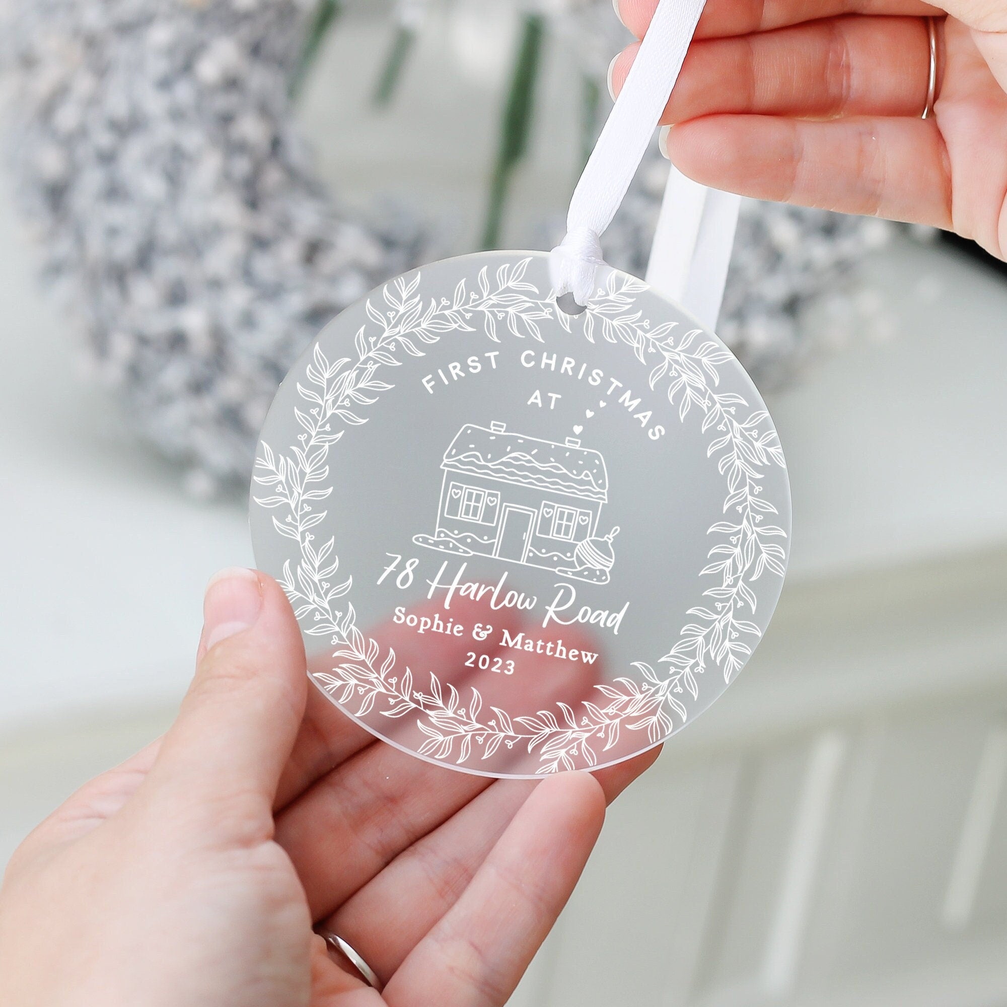 Personalised First Christmas in New Home Gift Frosted Acrylic