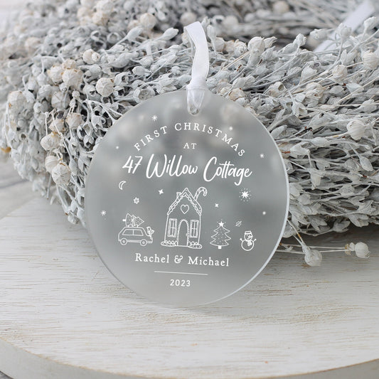 Personalised First Christmas in New Home Gift Frosted Acrylic Keepsake
