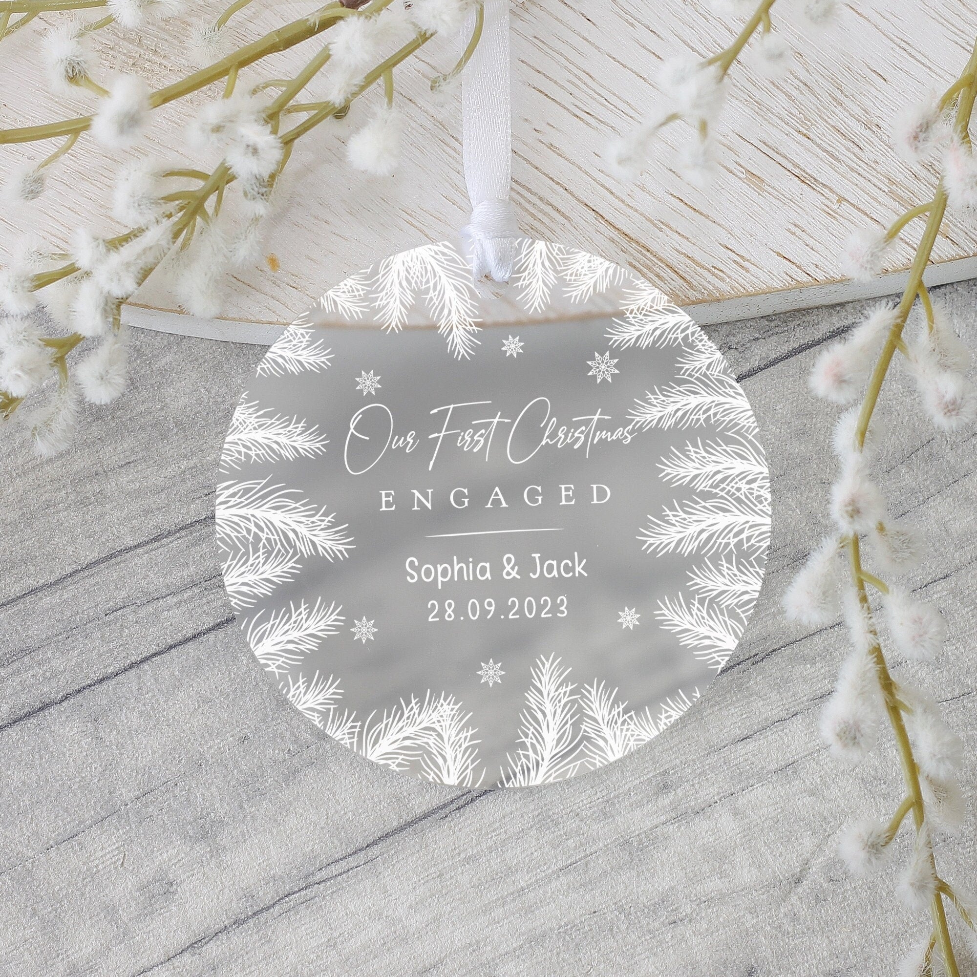 Personalised First Christmas Engaged Decoration