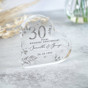 Personalised 30th Anniversary Gift, Pearl Anniversary Heart Plaque, Anniversary Gifts, 30th Anniversary Gift for Husband Wife Parents
