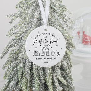 Personalised First Christmas In New Home Decoration Keepsake Doodle Design